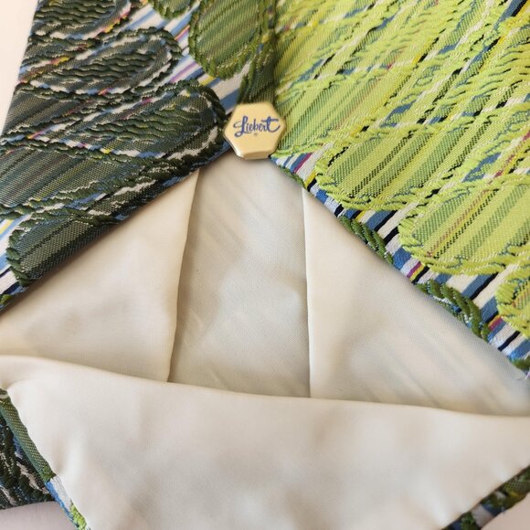 Vintage Liebert Wide Tie Green Abstract Pattern Thick Weave 140cm x 11.5cm - Picture 4 of 4